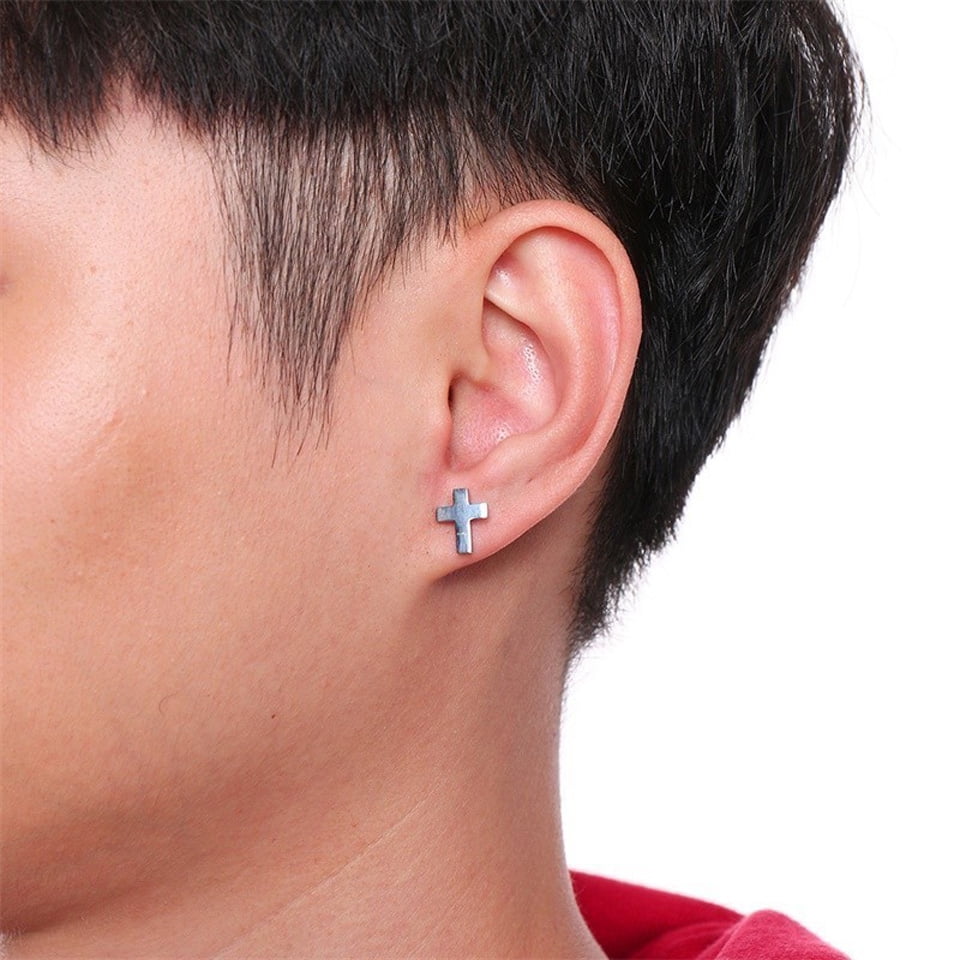 Simple Cross Earrings for Men Woman 
