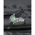thumbnail image 5 of Kite Cut Moss Agate Leaf Engagement Ring Set, 14K White Gold Twig Branch Promise Wedding Ring, Silver 925 Vine Bridal Set For Women, 5 of 5