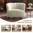 thumbnail image 5 of CHITA Mid Century Modern Swivel Accent Chair, Solid Wood Frame, Cream, Single, 5 of 15