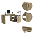 thumbnail image 3 of TUHOME Axis L-Shaped Desk Engineered Wood Desks in  Beige, 3 of 8