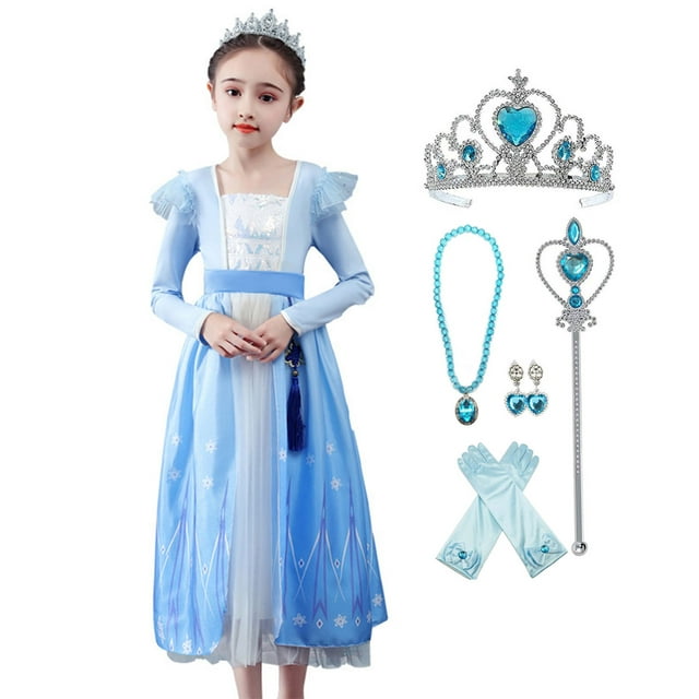 HAWEE Robe Elsa Frozen Filles Costume de Princesse Fête d'Anniversaire Tenue de Cosplay Chic