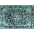 thumbnail image 1 of Ahgly Company Indoor Rectangle Medallion Light Blue Traditional Area Rugs, 2' x 4', 1 of 4