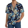 thumbnail image 3 of Disketp Men's Hawaiian Abstract Blue Squares Print Shirts Button Down Holiday Beach Shirts-3X-Large, 3 of 7