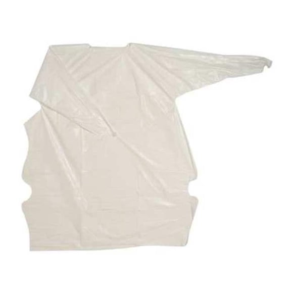 Embossed Barrier Gown, Polyethylene, Welded, 1 mil, 48 in, White, L, 15 PK