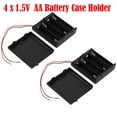 thumbnail image 1 of 2Pcs On/Off Switch 4 x 1.5V AA Battery Case Holder Leads Black w Cap, 1 of 6