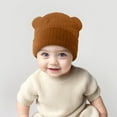 thumbnail image 2 of Splozh Beanies for Babies Newborn Baby Fall and Winter Hats Boys and Girls Baby Bear Knitted Hats Coffee,3-36 Months, 2 of 8