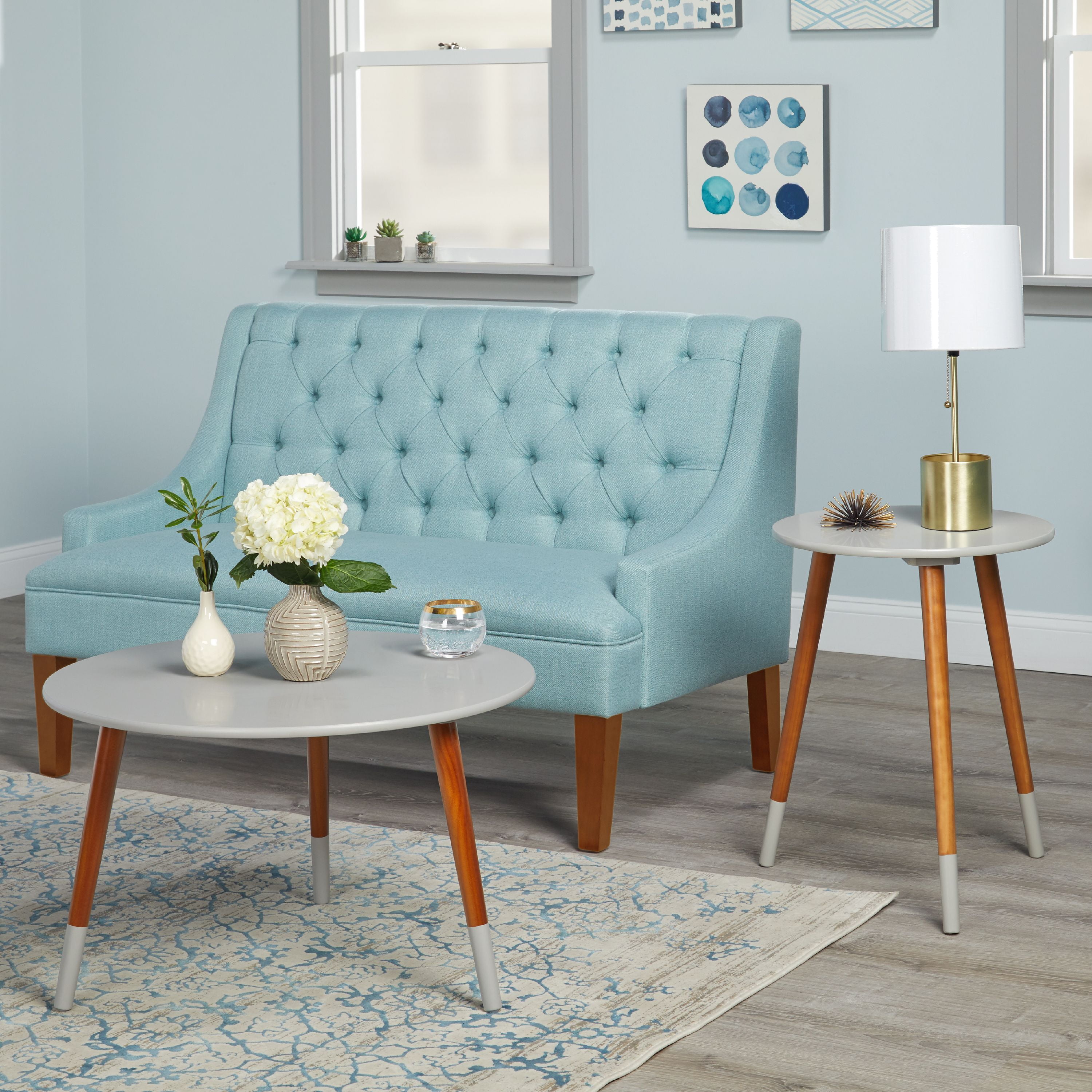 Sara Midcentury Modern End Table in Multiple Colors with Walnut Legs