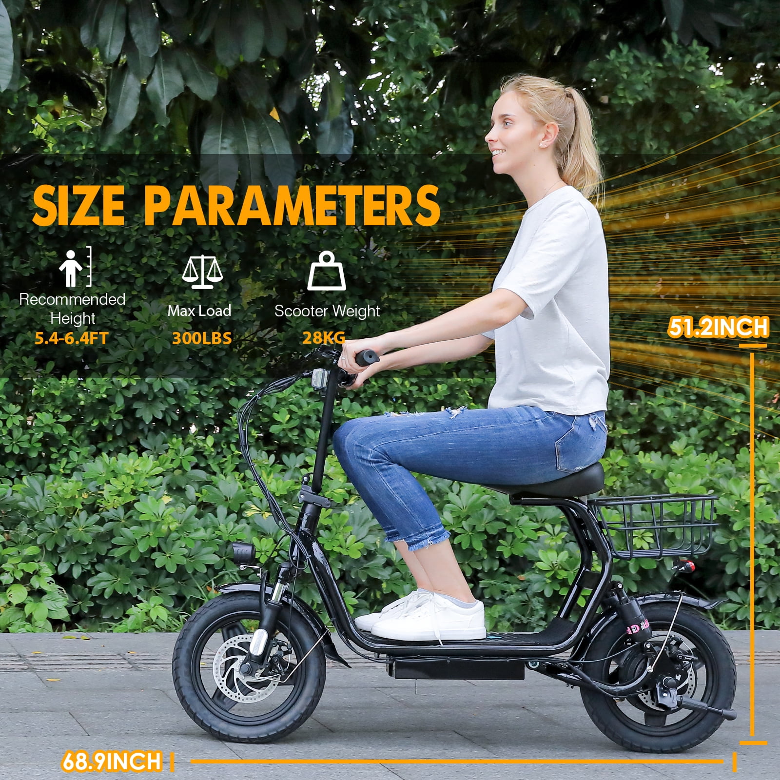 SANOPY Electric Scooter with Seat, 819W Peak 500Wh Battery 25 Miles Range 20Mph Top Speed, Foldable Electric Scooter for Adults with Basket, Black Gray