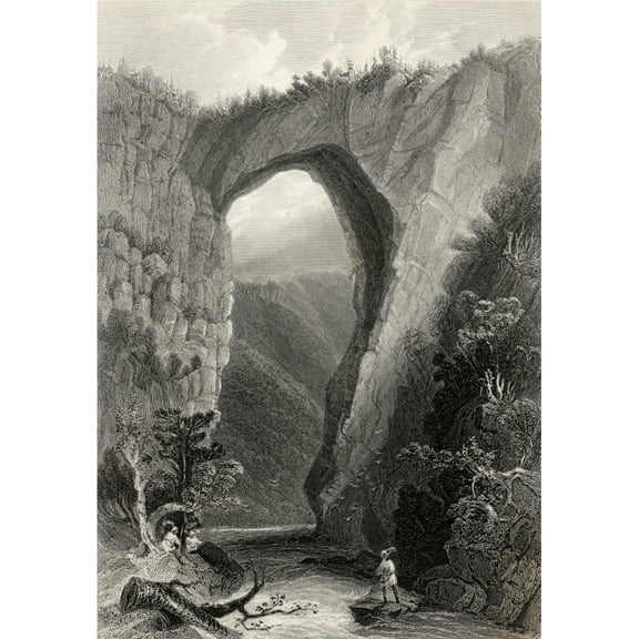 Natural Bridge Virginia Usa From A 19Th Century Print Engraved By J C Armytage After W H Bartlett Poster Print