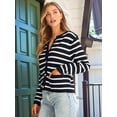 thumbnail image 6 of Women'S Lightweights Button Down Long Sleeve Casual Crew Neck Soft Knit Cardigan Sweater Tops Black & White S, 6 of 9