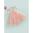thumbnail image 3 of Toddler Girls Sleeveless A-Line Dress Tie-Up Spaghetti Strap Stars Print Double-Layer Hem Princess Dress, 3 of 9