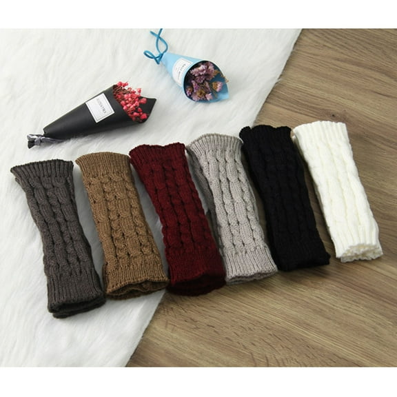LULULION 1 Pair Fingerless Arm Warmers Women Black Knit Gloves for Winter Warmers with Simple and Fashionable Design