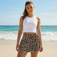 thumbnail image 5 of Xoenoiee Brown Leopard Print Womens Pleated Tennis Skirt with Shorts High Waisted Athletic Golf Skorts Tummy Control Workout Skirts Plus Size, L, 5 of 7