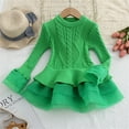 thumbnail image 6 of Povozer Girls' Long Sleeve Girl Dresses Ribbed Knit Sweater Dress(Green,3-4Y), 6 of 6