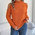 thumbnail image 2 of Elegant Women's Cold Shoulder Turtleneck Pullover Sweater Long Sleeve Soft Knit Winter Fashion Top Womens Casual Pullover Tops Long Sleeves Casual Shirts, 2 of 5