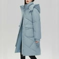 thumbnail image 4 of Patlollav Womens Denim Outwear Loose Long Sleeve Cotton-Padded Jacket Long Frock Coat, 4 of 6