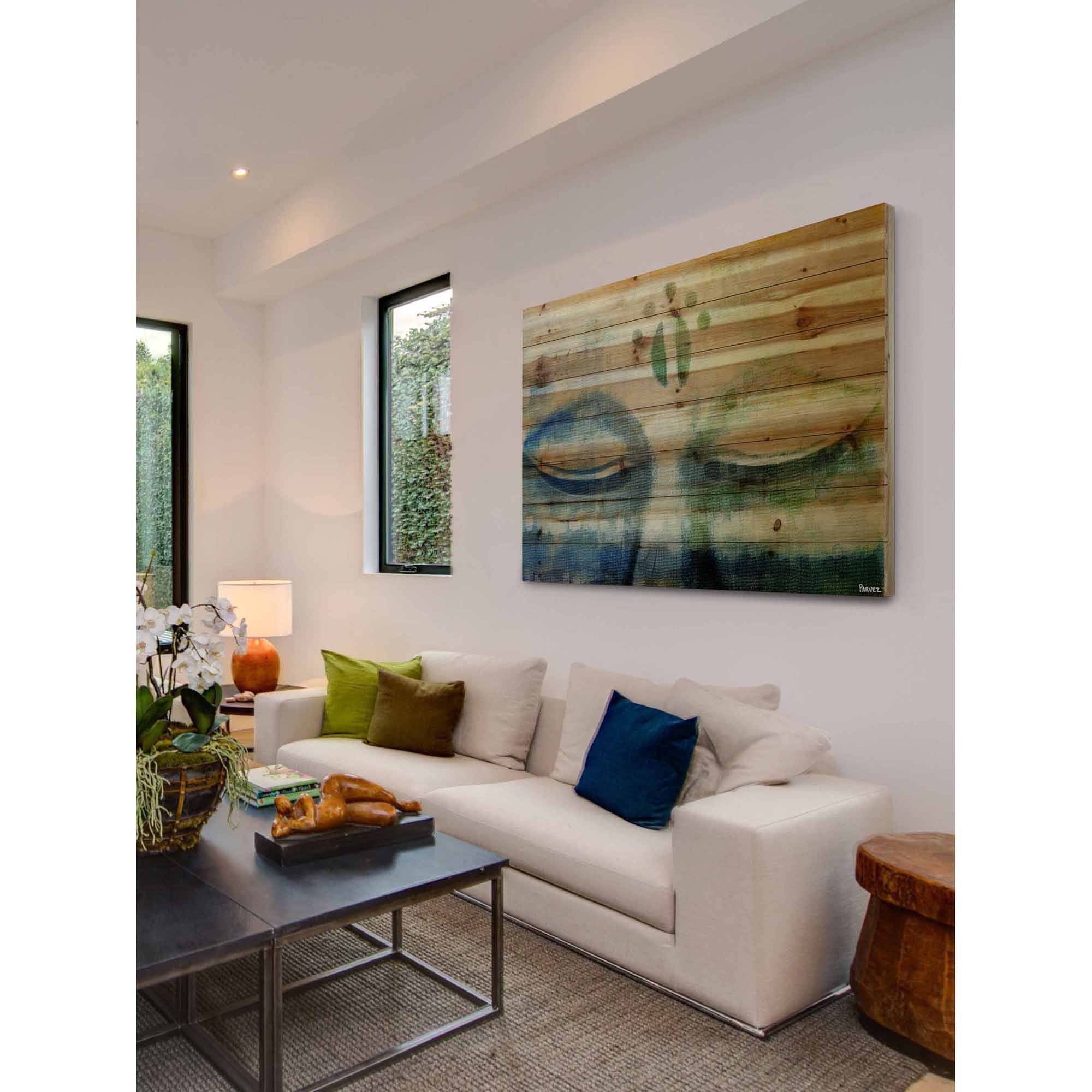 Parvez Taj Meditation Art Print on Natural Pine Wood