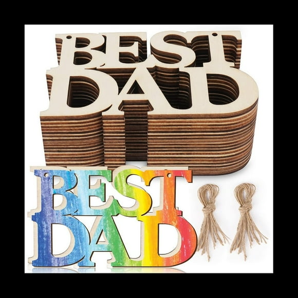 40Pcs Best DAD Unfinished Wood Crafts, Gift Tags with String for Father's Day Gifts, Dad's Birthday Party Decorations,40 * Best DAD Unfinished Wood Crafts 40 * String