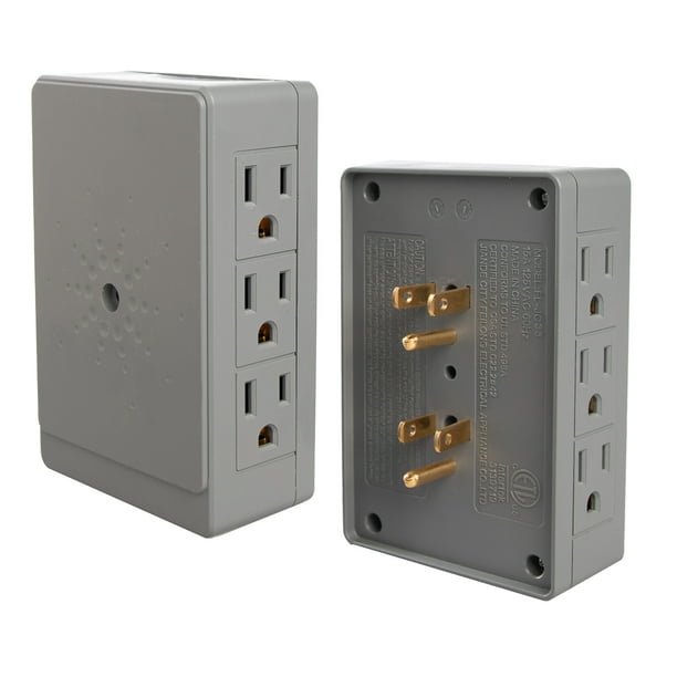 Litesun (4 Pack) Side Entry Outlet Plug 6Way Electrical Socket