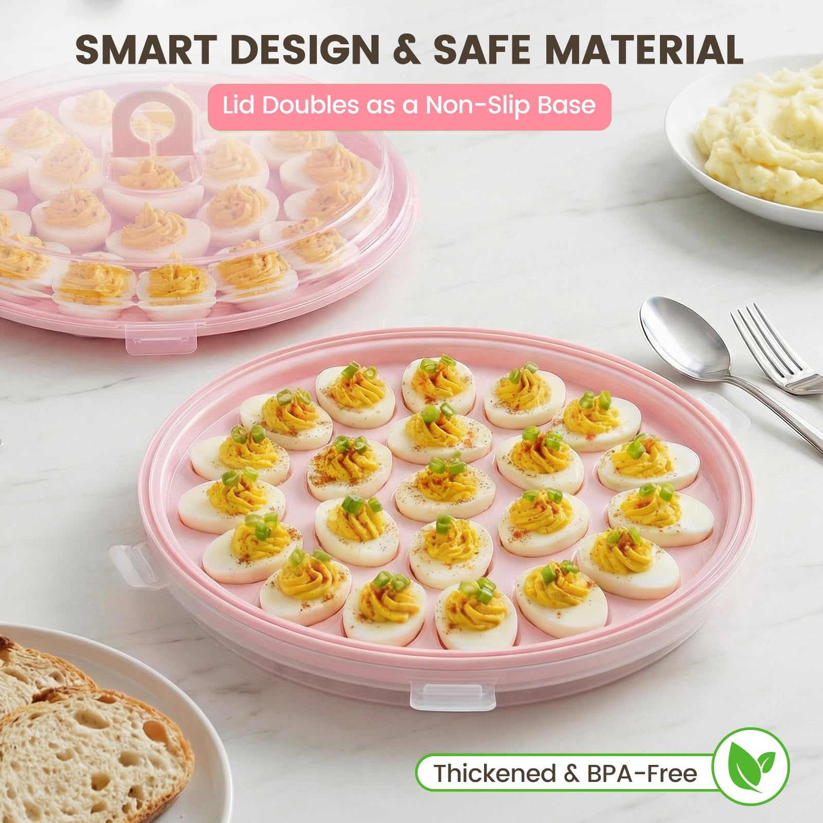 Deviled egg container with lid, deviled egg tray rack, 22 slots, perfect for holiday parties and home kitchens.