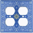 thumbnail image 3 of Metal Light Switch Plate Cover Blue Floral Bandana Paisley Tile Pattern TIL045, 3 of 13