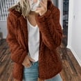 thumbnail image 2 of CFLVAEK Womens Fuzzy Jacket with Hood Casual Zip Up Fall Winter Teddy Fleece Jackets Cozy Thermal Long Sleeve Hoodies with Pockets Brown XXL, 2 of 7