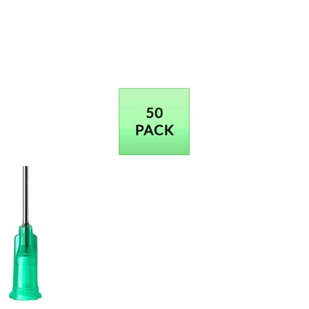 50 Pack of Blunt Tip Lure Lock Dispensing Fill, Industrial/Arts and Crafts Needles, 18 Gauge - Green, 0.5" / 1.27cm