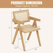 Costway Set of 2 Rattan Accent Chairs Mid Century Dining Armchair Bamboo Frame Kitchen Natural