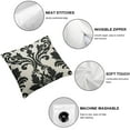 thumbnail image 4 of COMIO Throw Pillow Covers Case Decorative Damask Art Black and Cream Decorative Pillowcase Cushion Cover European Size Double Sided Design Printed,2 pcs White, 4 of 6