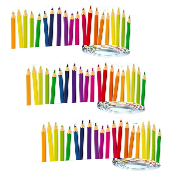 Coated Self Adhesive Sticker Border Trim for Classroom Decor Multi Color 3 Rolls
