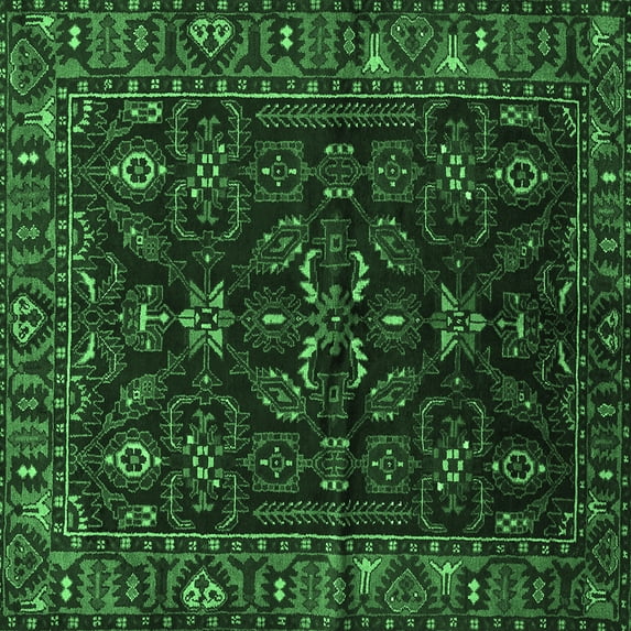Ahgly Company Indoor Square Persian Emerald Green Traditional Area Rugs, 6' Square
