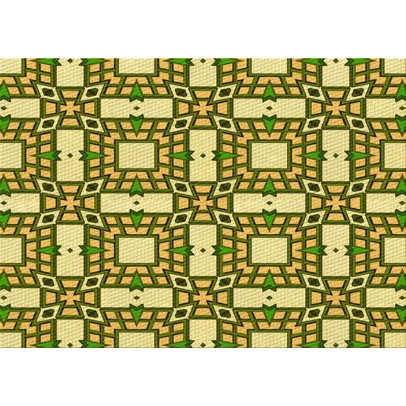 Ahgly Company Indoor Rectangle Patterned Bold Yellow Area Rugs, 4' x 6'