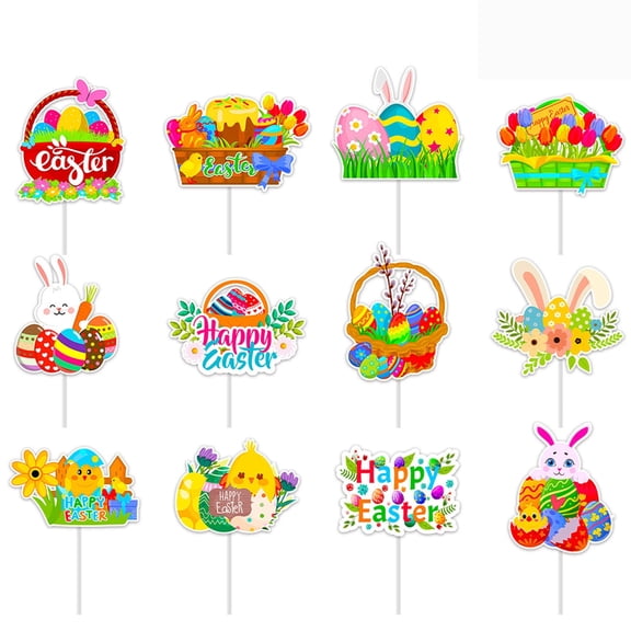 A Easter Bunny Cupcake Flag Toppers For Party Decoration And Festive Treat Presentation