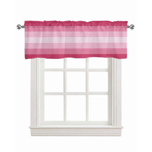 Pink Ombre Linen Curtain Valance for Bedroom/Bathroom/Kitchen/Office/Living/Dining Room Window,Gradient Pink Woods Farmhouse Rod Pocket Topper Decorative Cafe Drapes Panel 60"x18"