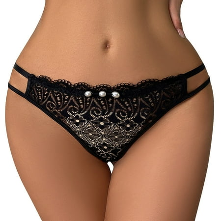 

Ladies High Waist Lace Panties Ladies Pearl Cutout Briefs Panties