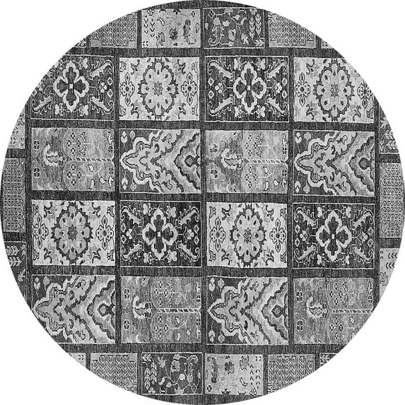 Ahgly Company Indoor Round Abstract Gray Modern Area Rugs, 5' Round