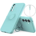 thumbnail image 1 of For Samsung Galaxy A17 5G Silicone Case with Strap Ring Kickstand Phone Cover Sky Blue, 1 of 5