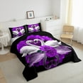 thumbnail image 3 of Manfei Couple Swan Bedding Comforter Set, Purple Flower Twin Comforter Sets, Romantic Valentine's Day Gifts Bedding Set, Super Cozy Room Decor Reversible 2 Pieces, 3 of 8