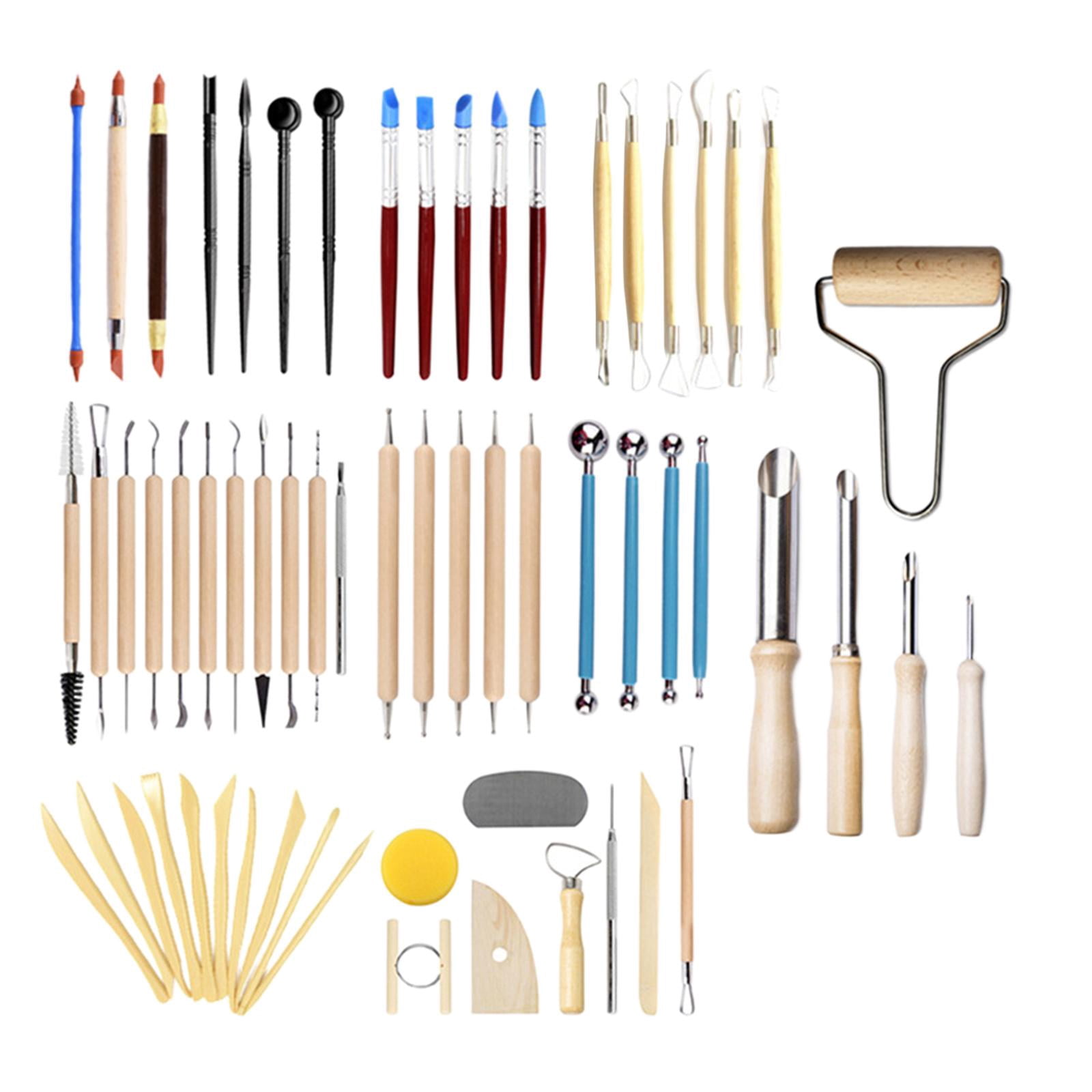 GUOOL 61 Pieces Clay Tools Set, Smoothing Wax Carving Polymer Pottery Modeling Tools, Chipping Embossing Crafts Sculpture Making Projects Tool Kit