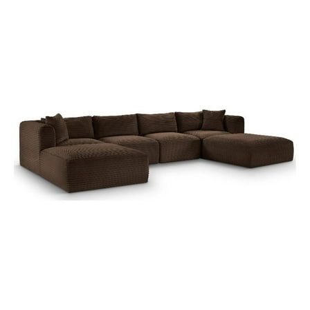 Meridian Furniture 6-Piece Brown Corduroy Performance Fabric Modular Sectional