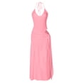 thumbnail image 5 of Women's Casual Solid Color Backless Jumpsuit Half Skirt Set Fashion Two Piece Outfit - Pink M, 5 of 7