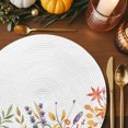 thumbnail image 3 of Fall Purple Flower Round Braided Placemats Set of 8, Orange Yellow Leaf Pastoral Plant Heat Insulation Place Mats Washable Non-Slip Table Mats for Kitchen Dining Party, 15 Inches, 3 of 9