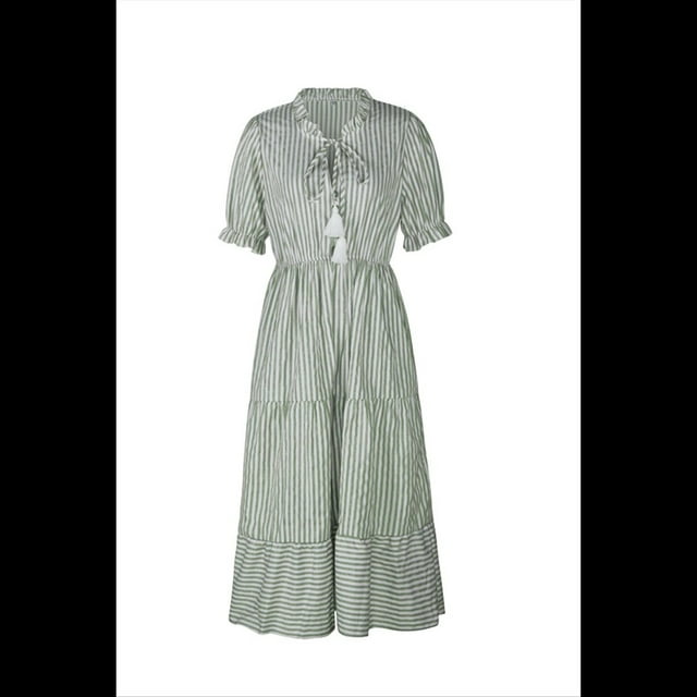 Vestido de Rayas Verde Frijol L