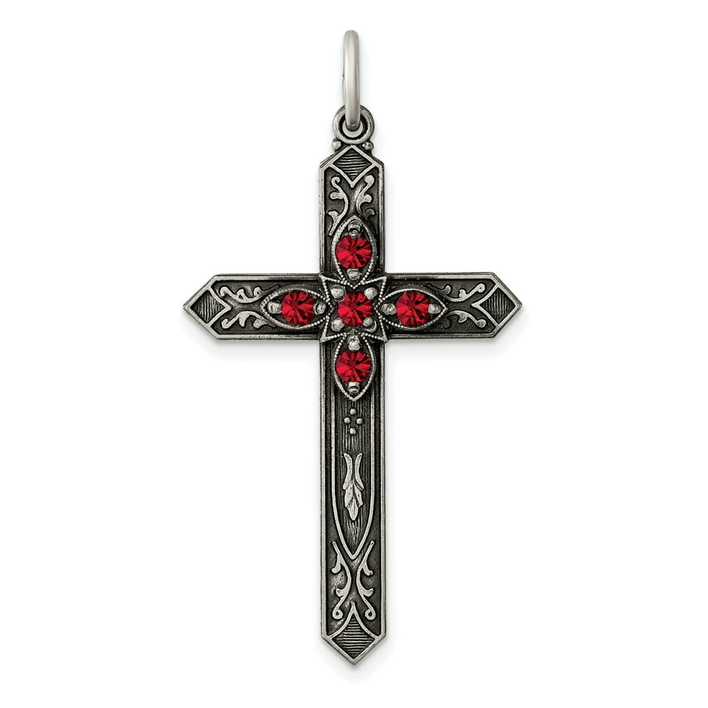IceCarats 925 Sterling Silver July Birthstone Cross Religious Pendant