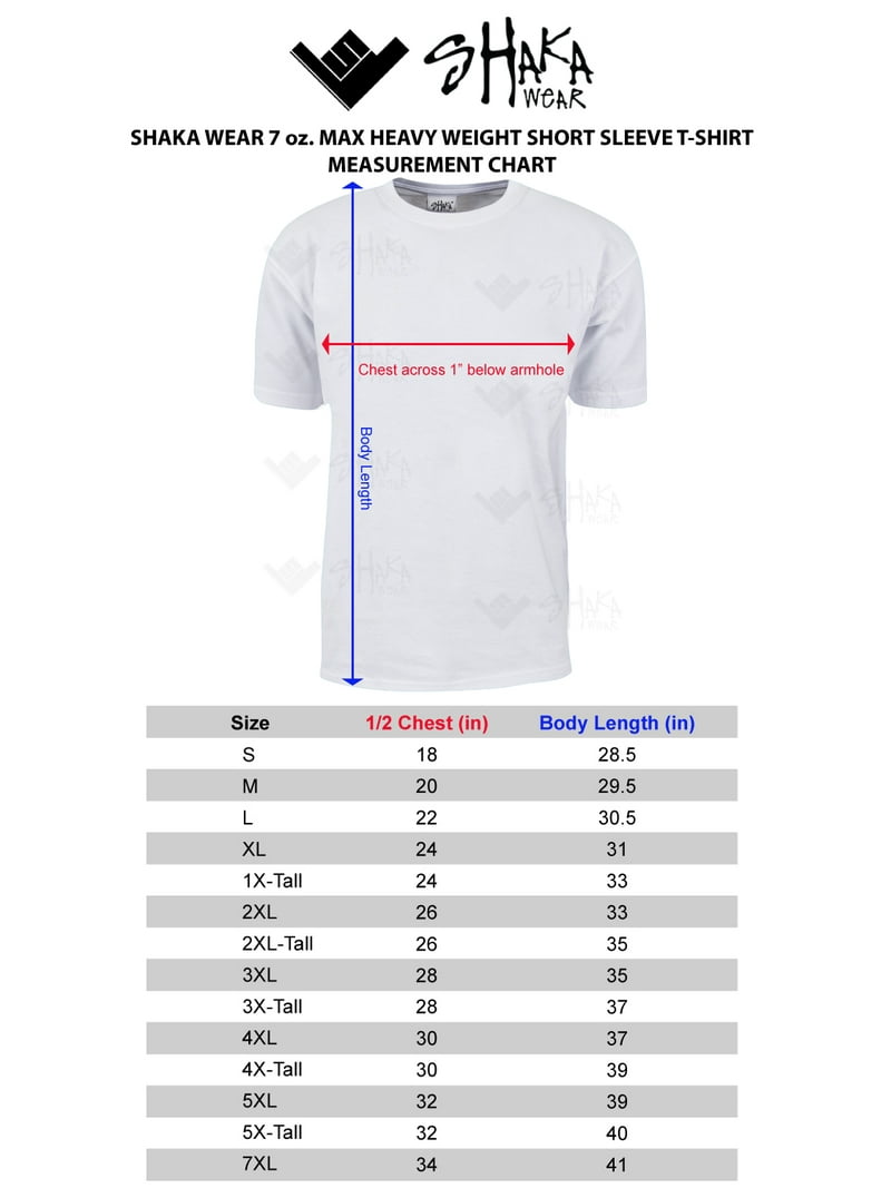 Shaka Wear Mens Max Heavy Weight Cotton Short Sleeve T-Shirt S~7XL