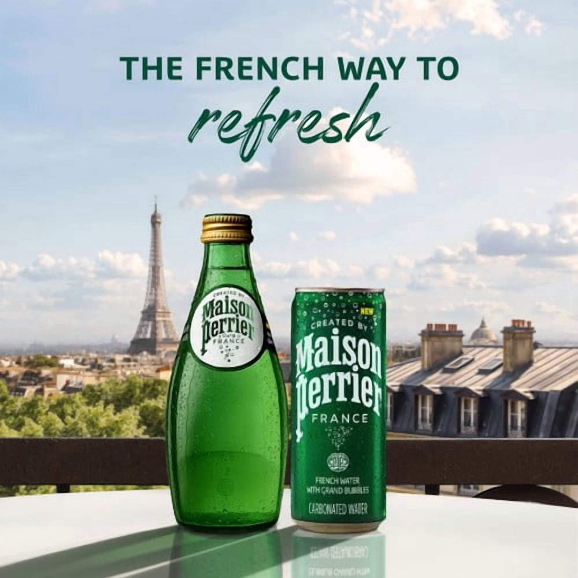 Maison Perrier Plain Sparkling Water Glass 4 x 330ml, British Import (Pack of 2)