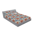 thumbnail image 2 of Vintage Floral Fitted Sheet & Pillow Sham Set, Nostalgic Effect Painting Style Bicolour Petals on Creamy Back, Decorative Printed 3 Piece Bedding Decor, Calking, Blue Grey Pale Maroon, by Ambesonne, 2 of 2