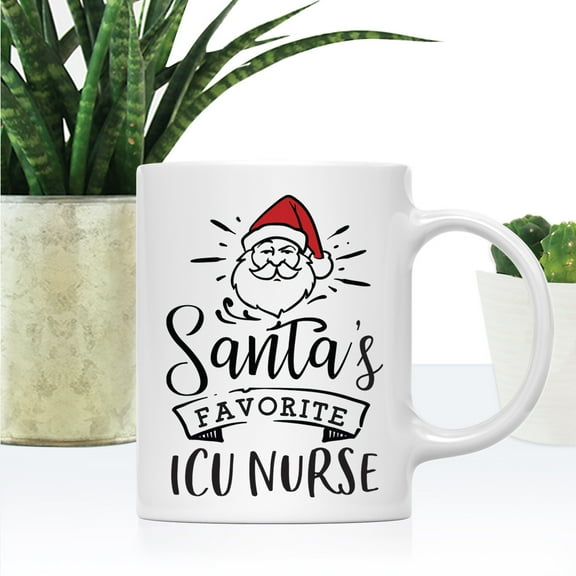 Koyal Wholesale Santa Claus Ceramic Coffee Mug, Santa's Favorite ICU Nurse