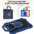 thumbnail image 2 of for iPad 10th Gen 10.9" 2022 with Pencil Holder/360° Rotating Kickstand/Grip Handle/Shoulder Strap Kids Girls Heavy Duty Protective 3-Layers Cover for iPad 10th Generation, Darkblue+Black, 2 of 8