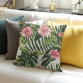 thumbnail image 3 of BANET  Tropical Stripe Decorative Pillow Covers, Blue Botanical Tropical Flower Pattern Watercolor Floral Hawaii Cushion Throw Pillow Covers Outdoor Sofa Couch Pillowcase 24x24in, 3 of 5